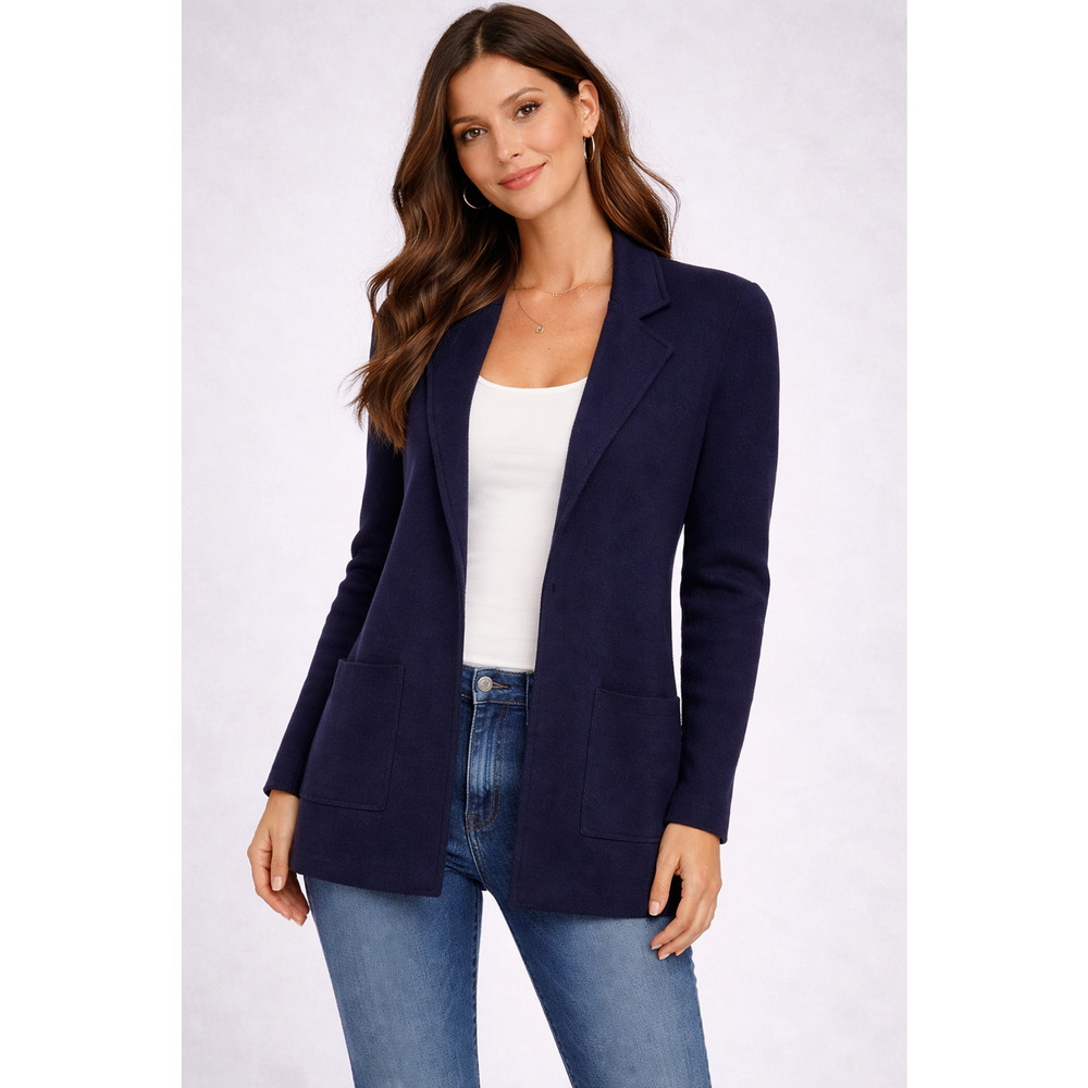 J Crew Open Front Sweater Blazer Cardigan Womens Merino wool Knit Jacket Pockets